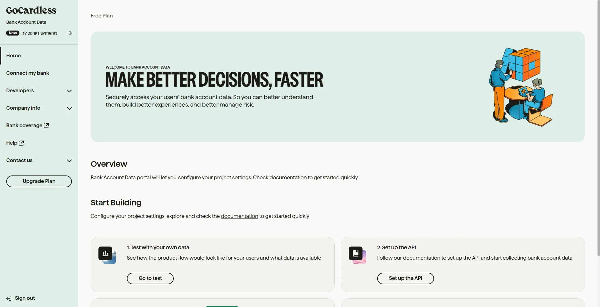 Screenshot of GoCardless developer portal