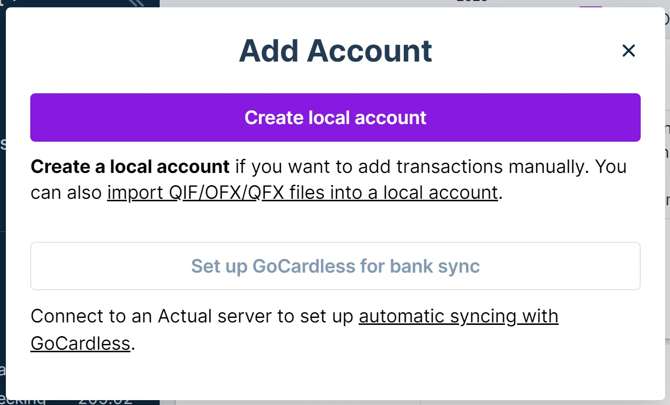Add account dialog